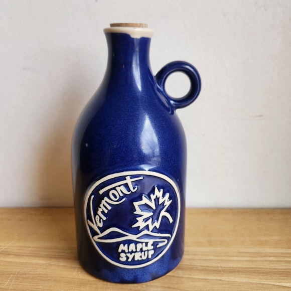 Blue Jug Stoneware Vermont Pottery Cork Syrup Bottle - Picture 1 of 9